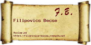 Filipovics Becse névjegykártya